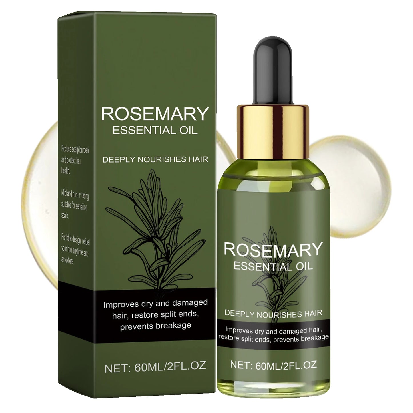 Rosemary Hair Essentiall Oil for Man Woman Smoothing Hair Strengthening Nourishing Brightening Moisturing Softening Luster Hair Care Product worlds best hair oil #1 hair growth long shiny. 1000+ satisfied customers