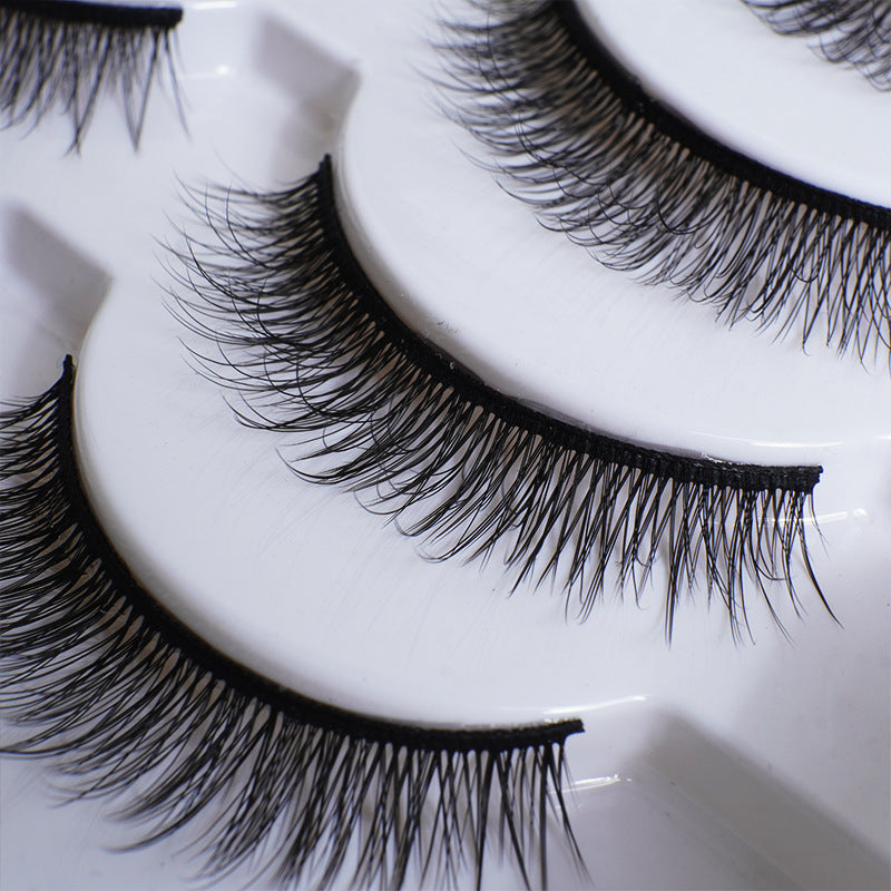 3D Synthetic Fiber Natural Nude Makeup Comfortable Black Stem False Eyelashes Manufacturer Wholesale Eyeliner Short Style Cross-Border Hot Sale