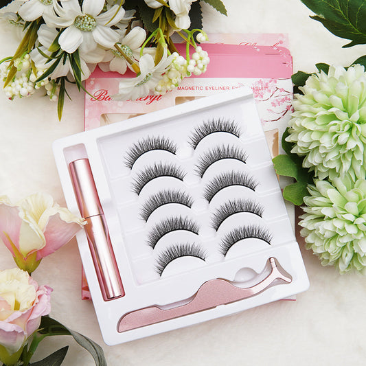 3D Synthetic Fiber Natural Nude Makeup Comfortable Black Stem False Eyelashes Manufacturer Wholesale Eyeliner Short Style Cross-Border Hot Sale