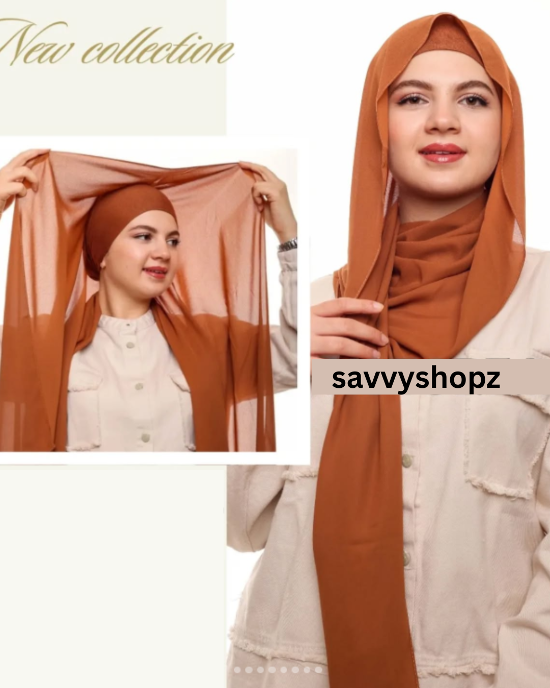 Flowy Chiffon Hijab with attached cap - Soft Chiffon Hijab