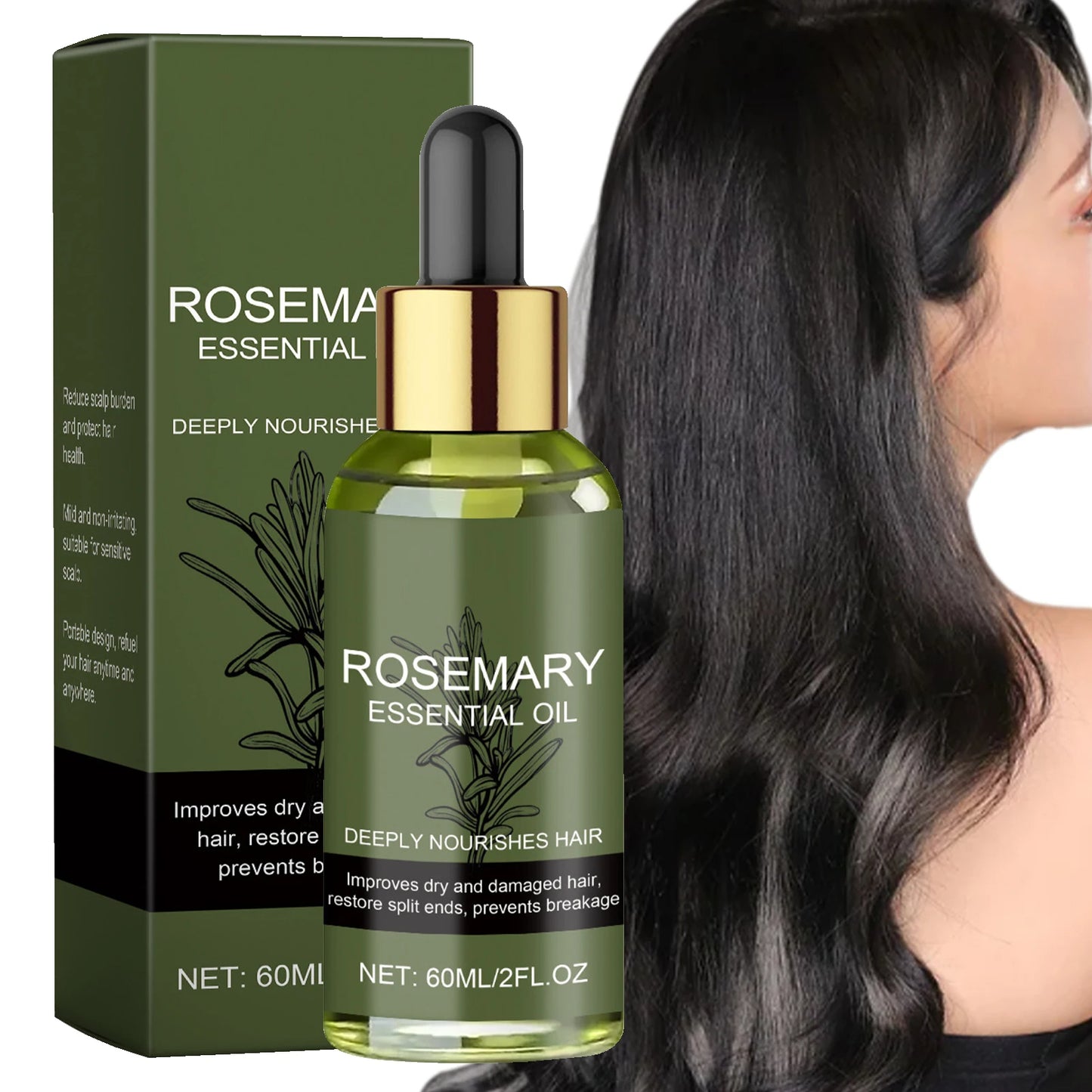 Rosemary Hair Essentiall Oil for Man Woman Smoothing Hair Strengthening Nourishing Brightening Moisturing Softening Luster Hair Care Product worlds best hair oil #1 hair growth long shiny. 1000+ satisfied customers