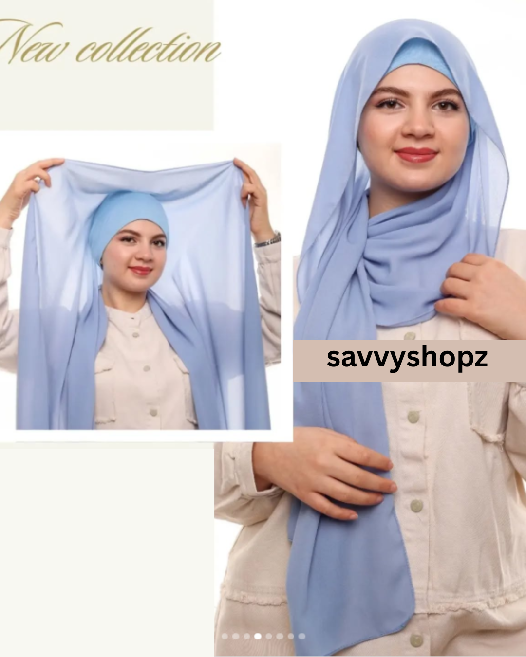 Flowy Chiffon Hijab with attached cap - Soft Chiffon Hijab