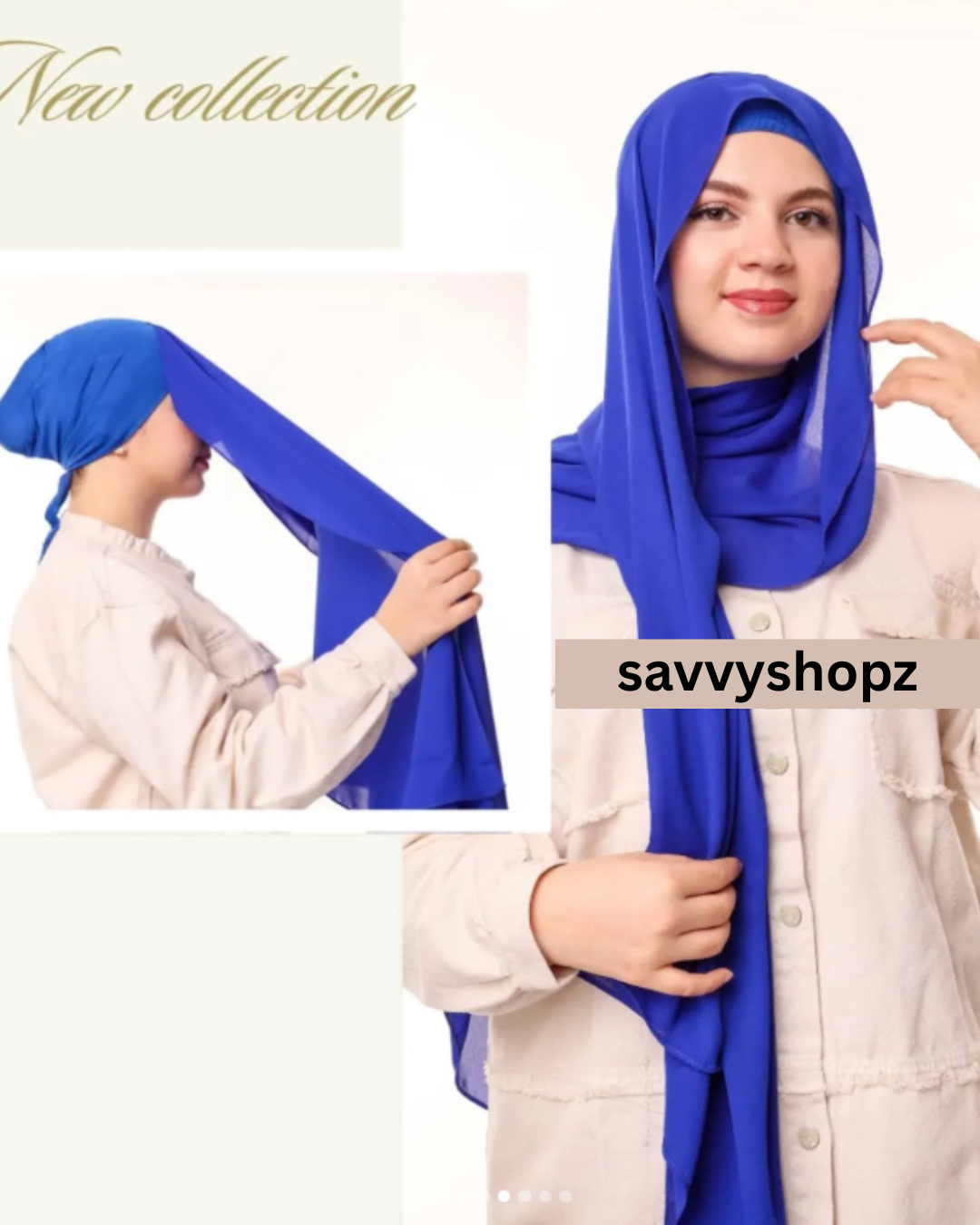 Flowy Chiffon Hijab with attached cap - Soft Chiffon Hijab