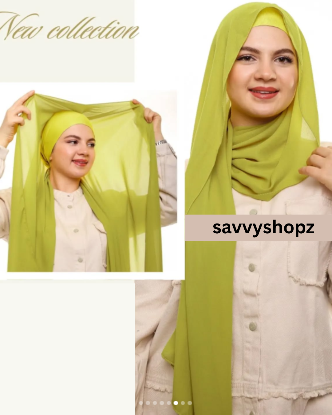 Flowy Chiffon Hijab with attached cap - Soft Chiffon Hijab