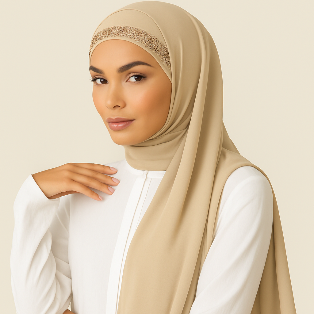 Pearl Cap Headwear + Chiffon Hijab