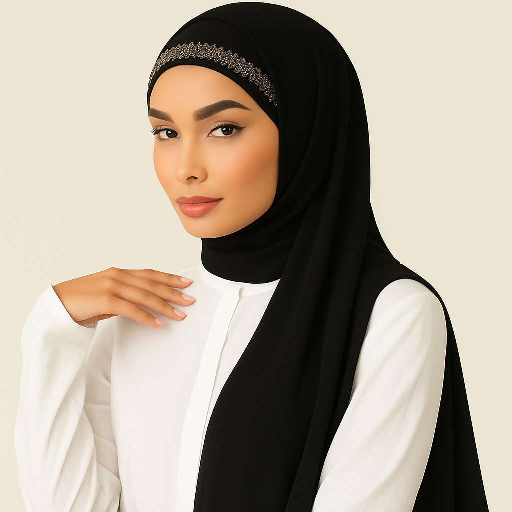 Pearl Cap Headwear + Chiffon Hijab