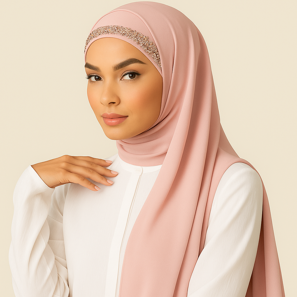 Pearl Cap Headwear + Chiffon Hijab