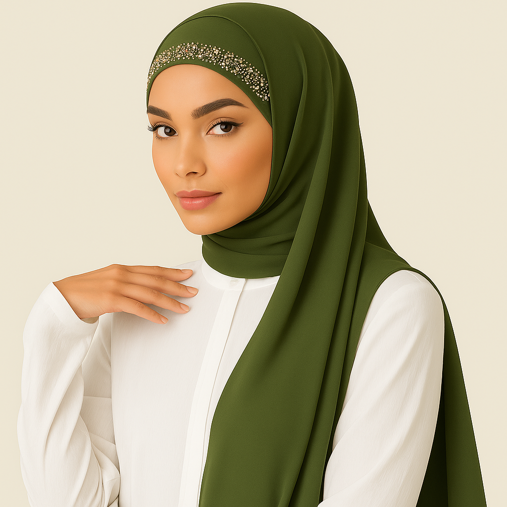 Pearl Cap Headwear + Chiffon Hijab