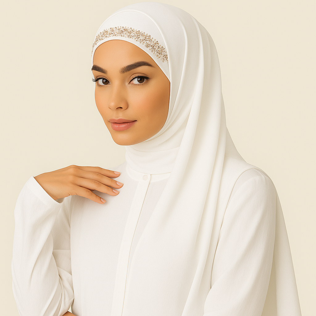 Pearl Cap Headwear + Chiffon Hijab