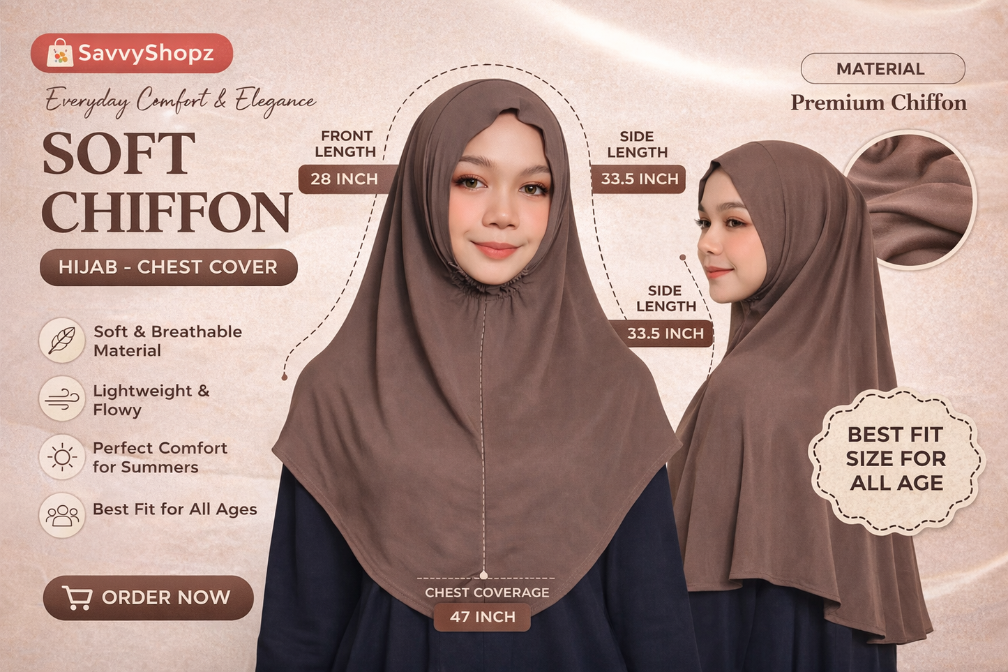 Easy Wear Elastic Hijab (No Slip)