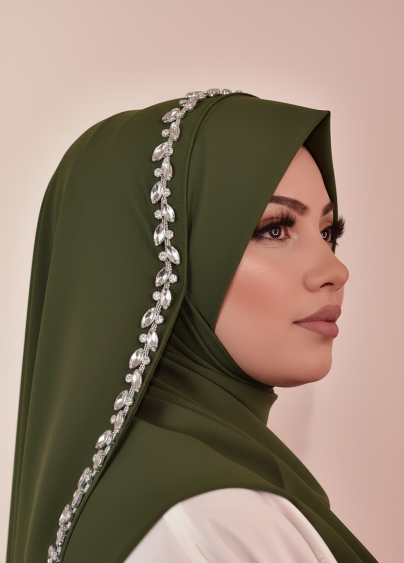 “Buy fancy stone hijab for women in Pakistan. Soft chiffon hijab with shiny stones. Perfect for Eid, parties, and daily wear. Shop online at SavvyShopz.”