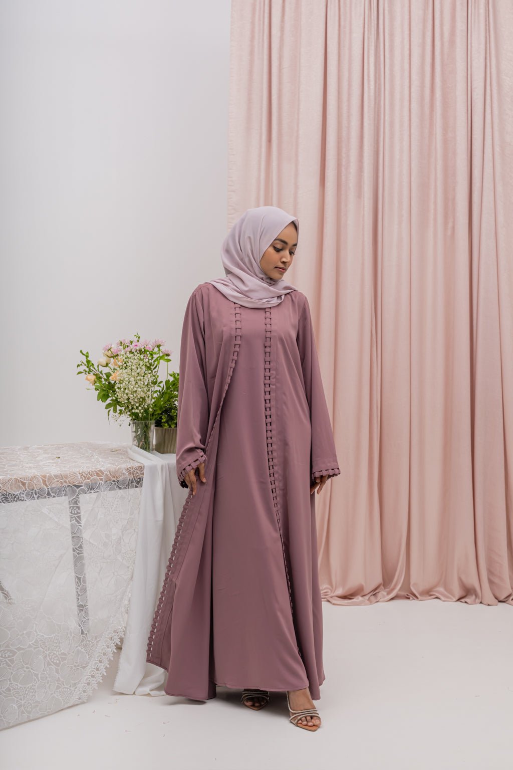 Turkish Najwa Two-Piece Abaya - Mauve