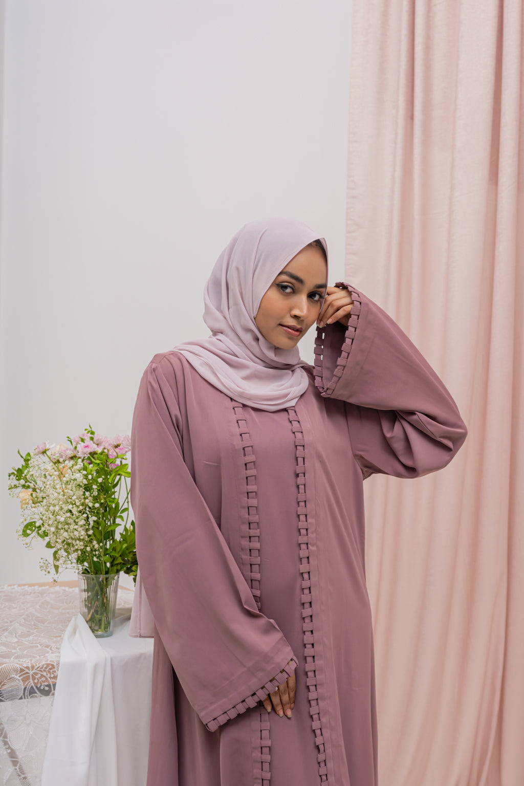 Turkish Najwa Two-Piece Abaya - Mauve