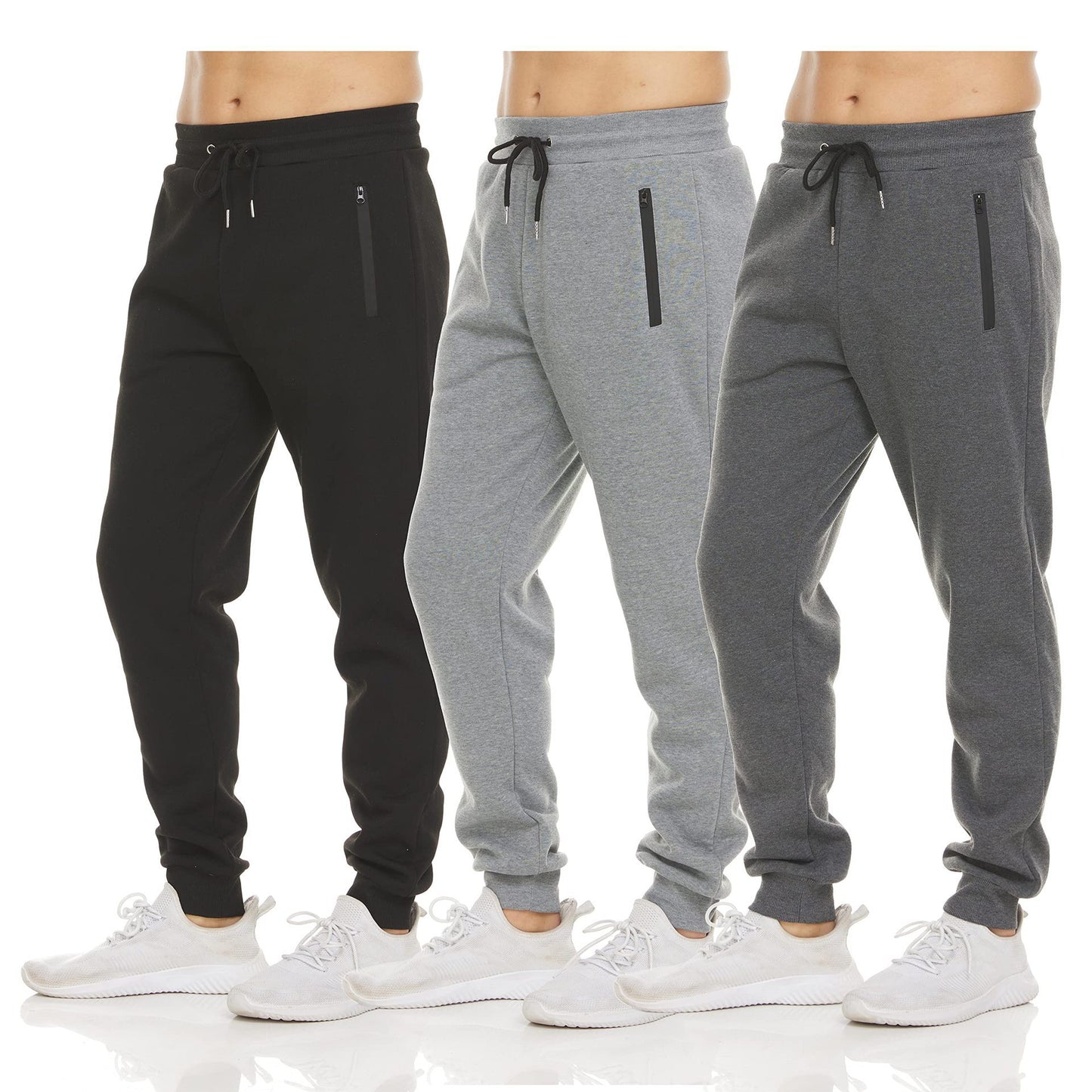Men's Sports Trousers Slim Fit Casual Sweatpants Zipper Ankle-tied Solid Color Skinny Pants Running Trousers