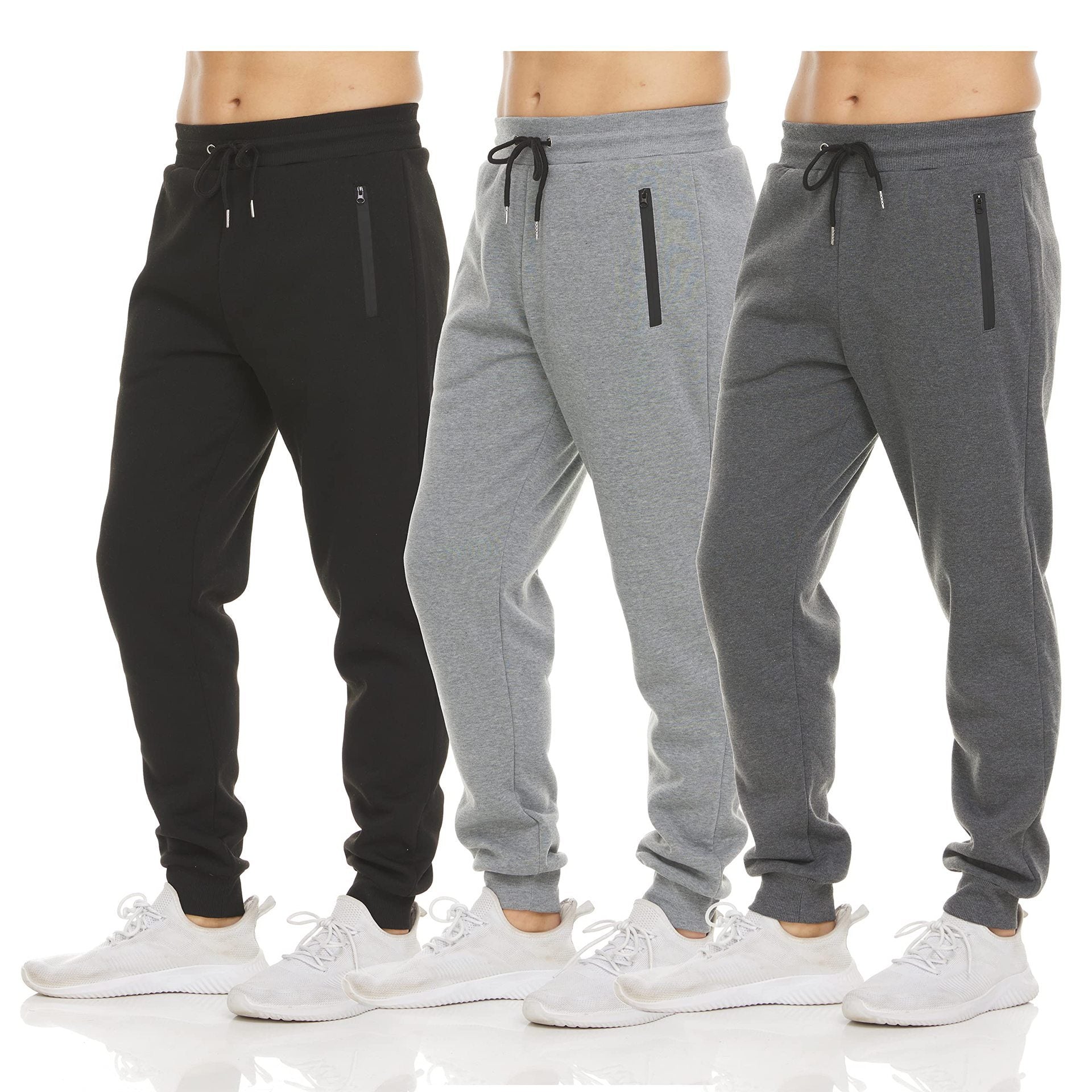 Men's Sports Trousers Slim Fit Casual Sweatpants Zipper Ankle-tied Solid Color Skinny Pants Running Trousers