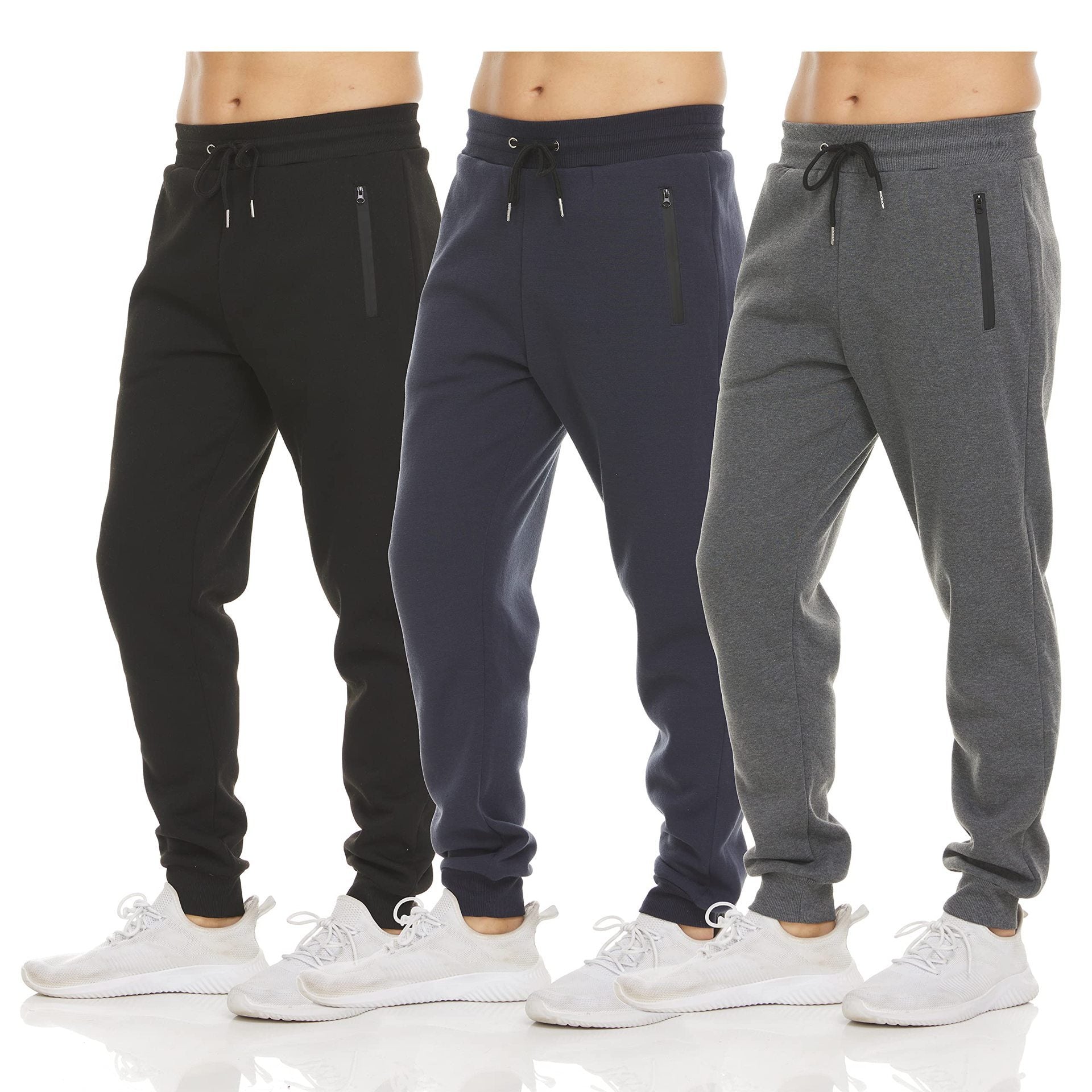 Men's Sports Trousers Slim Fit Casual Sweatpants Zipper Ankle-tied Solid Color Skinny Pants Running Trousers