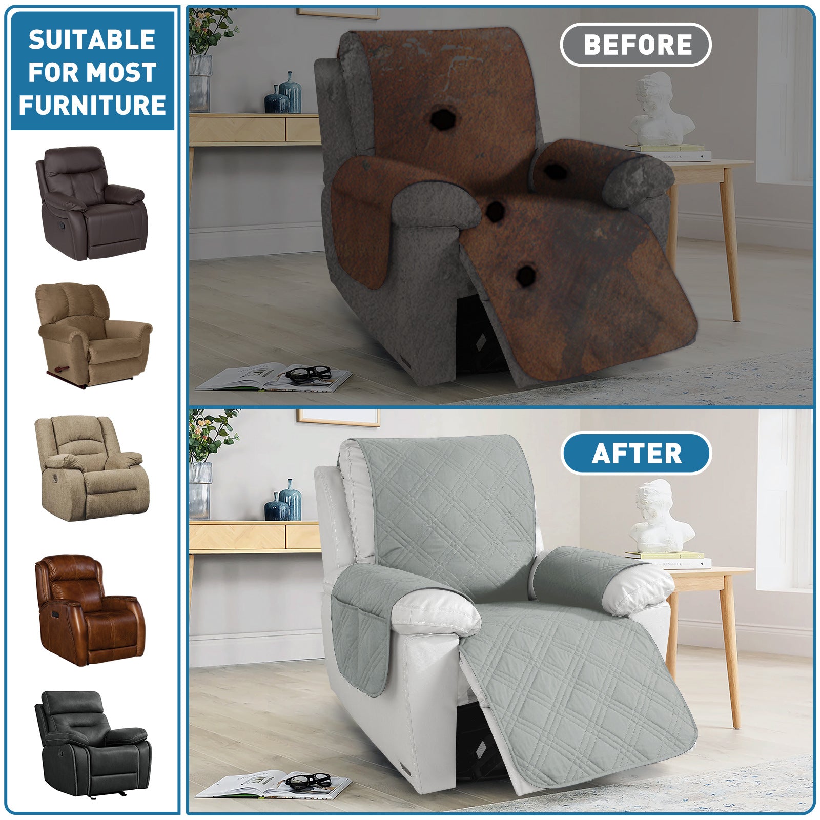 Amazon Three-line Recliner Sofa Cushion Non-slip Sofa Cover Towel Waterproof Pet Sofa Cushion Anti-dirty Sofa Protection Cushion