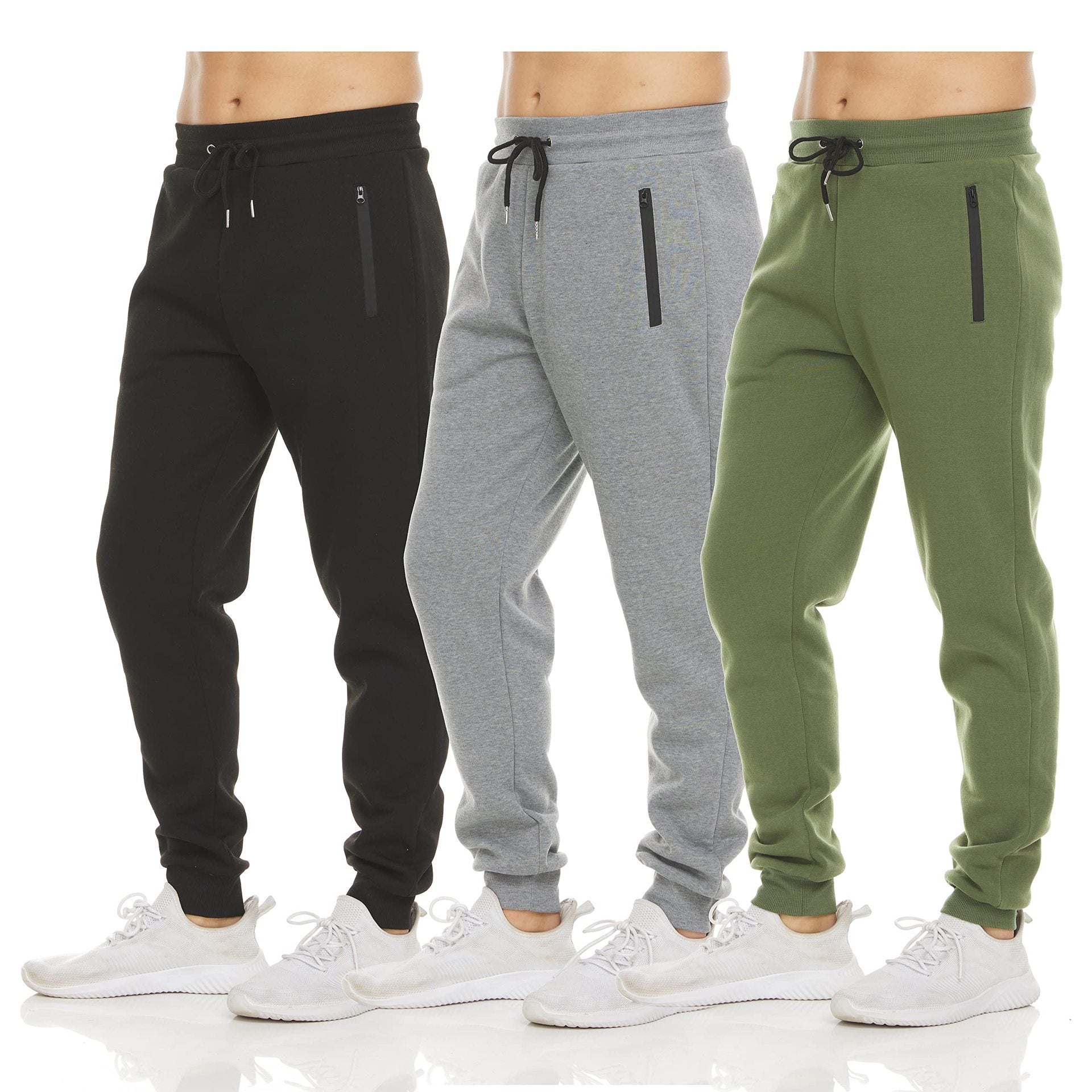 Men's Sports Trousers Slim Fit Casual Sweatpants Zipper Ankle-tied Solid Color Skinny Pants Running Trousers