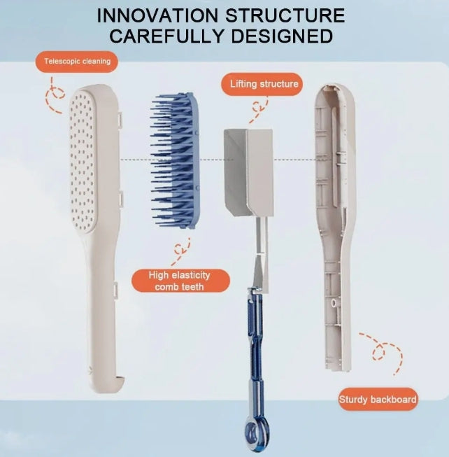 Self Cleaning Hair Brush, One-Click Cleaning Telescopic Hair Comb