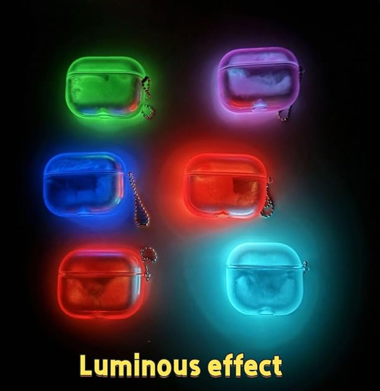 Airpods 4 case Glow in The Dark,Luminous Quicksand airpod case Cover, with 2 Luminous Stickers,Also for AirPod Pro 2nd/1st for Women Men (Navy Blue (Deep Sea Blue), Airpods 3)