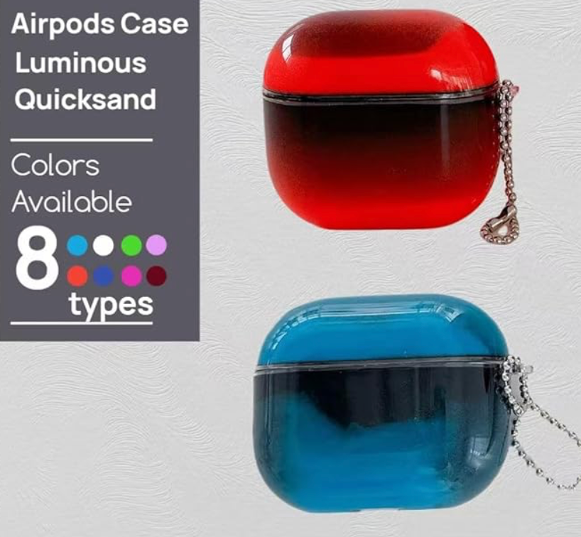 Airpods 4 case Glow in The Dark,Luminous Quicksand airpod case Cover, with 2 Luminous Stickers,Also for AirPod Pro 2nd/1st for Women Men (Navy Blue (Deep Sea Blue), Airpods 3)