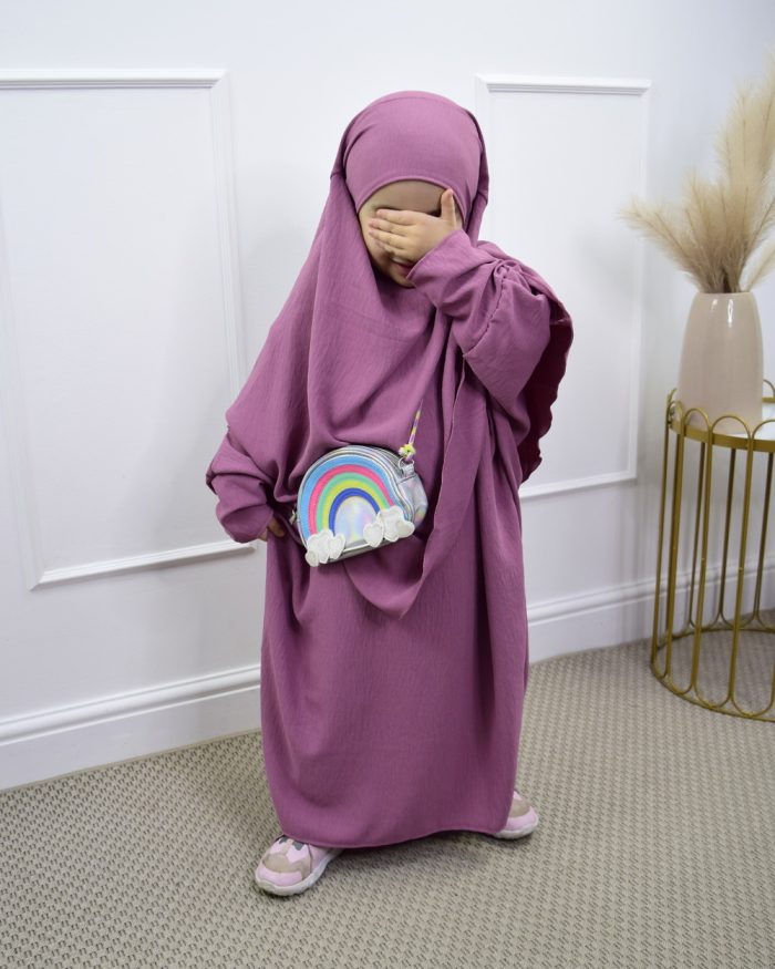 Kids Abaya With Khimar Set. Kids Namaz Chadar. Children Dark color Long Madarsa Hijab Savvy Shopz