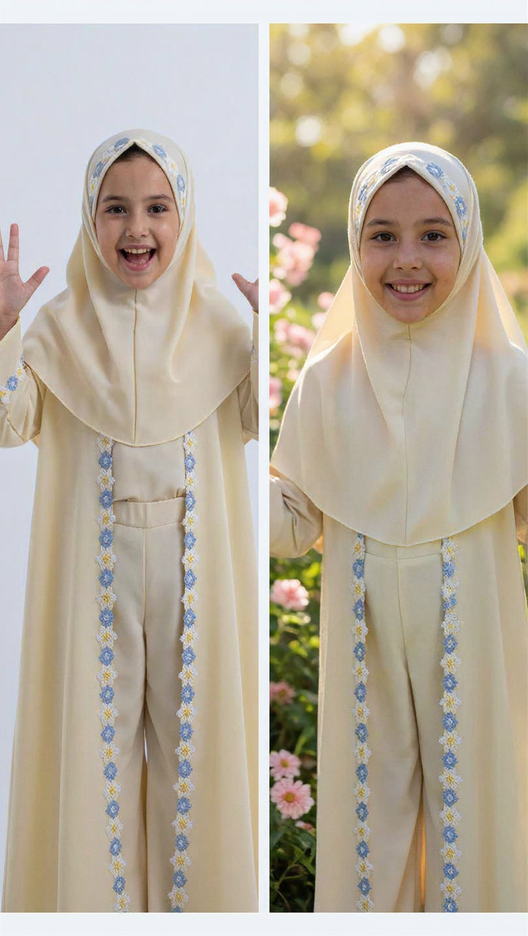 Fancy Kids Abaya with Hijab – Stylish Premium Abaya for Girls - Savvy Shopz