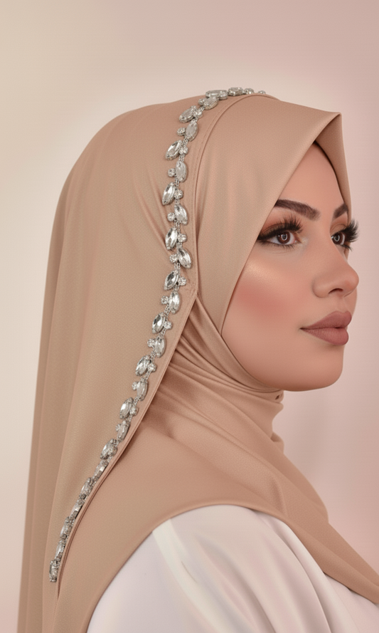 “Buy fancy stone hijab for women in Pakistan. Soft chiffon hijab with shiny stones. Perfect for Eid, parties, and daily wear. Shop online at SavvyShopz.”