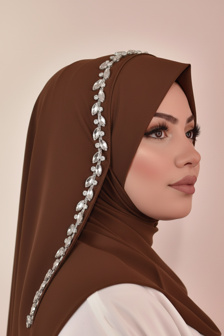“Buy fancy stone hijab for women in Pakistan. Soft chiffon hijab with shiny stones. Perfect for Eid, parties, and daily wear. Shop online at SavvyShopz.”