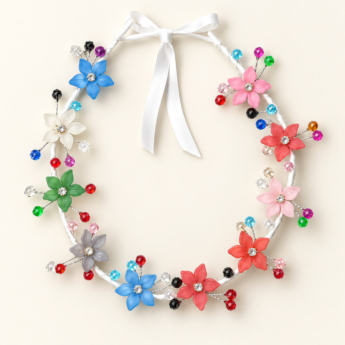 Multicolor floral crystal hair vine for girls and women