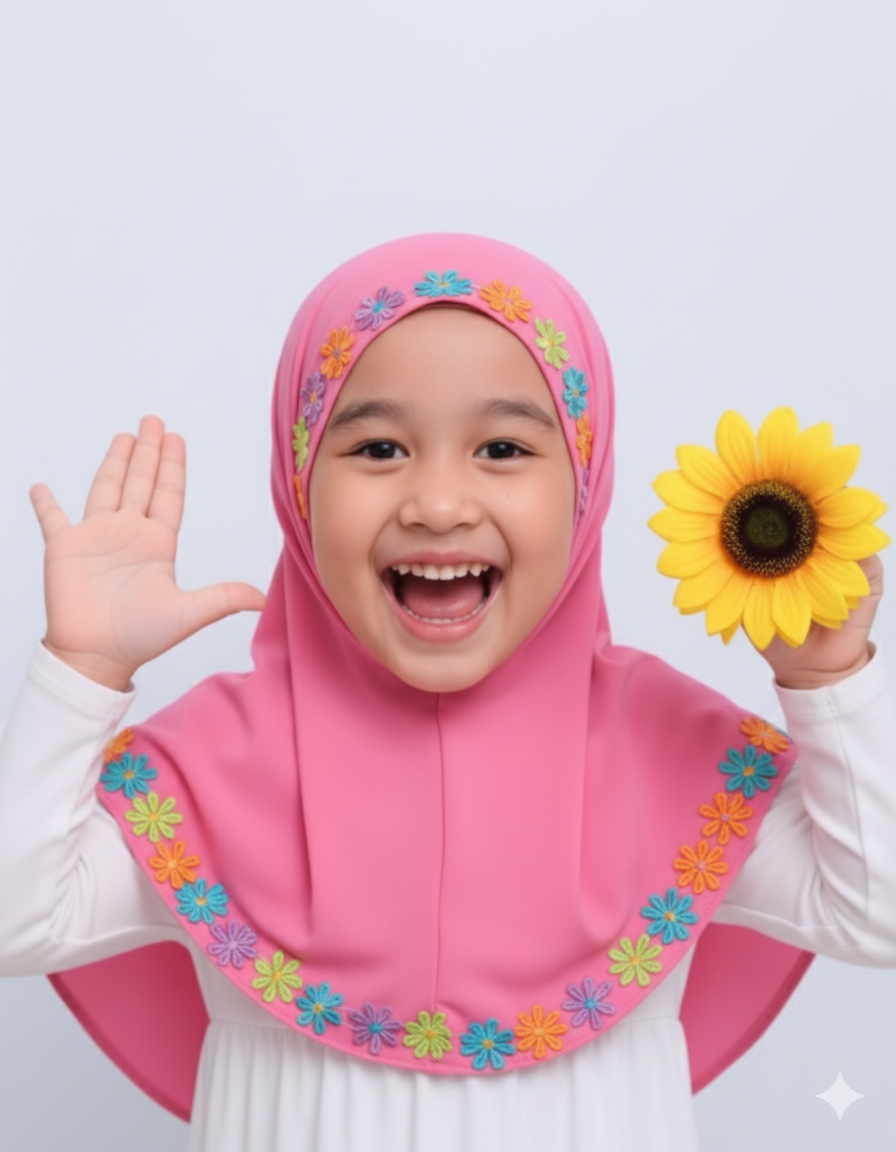 elegant floral hijab for young girls
