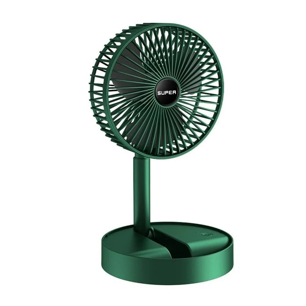 Powerful Rechargeable Desk Fan, Folding Telescopic & Adjustable Height, Small Desk Table