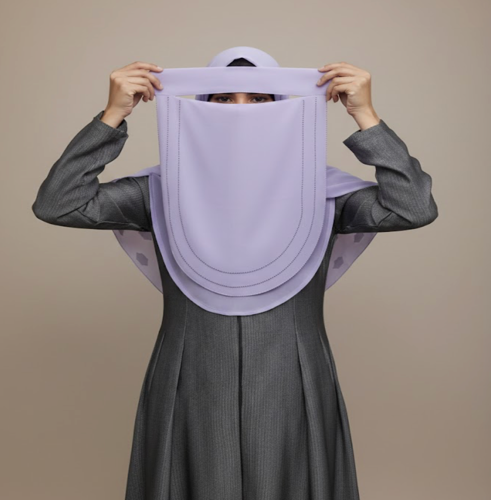 Lavender Premium 3 layer niqab with flowy design, comfortable naqab set by Savvy Shopz
