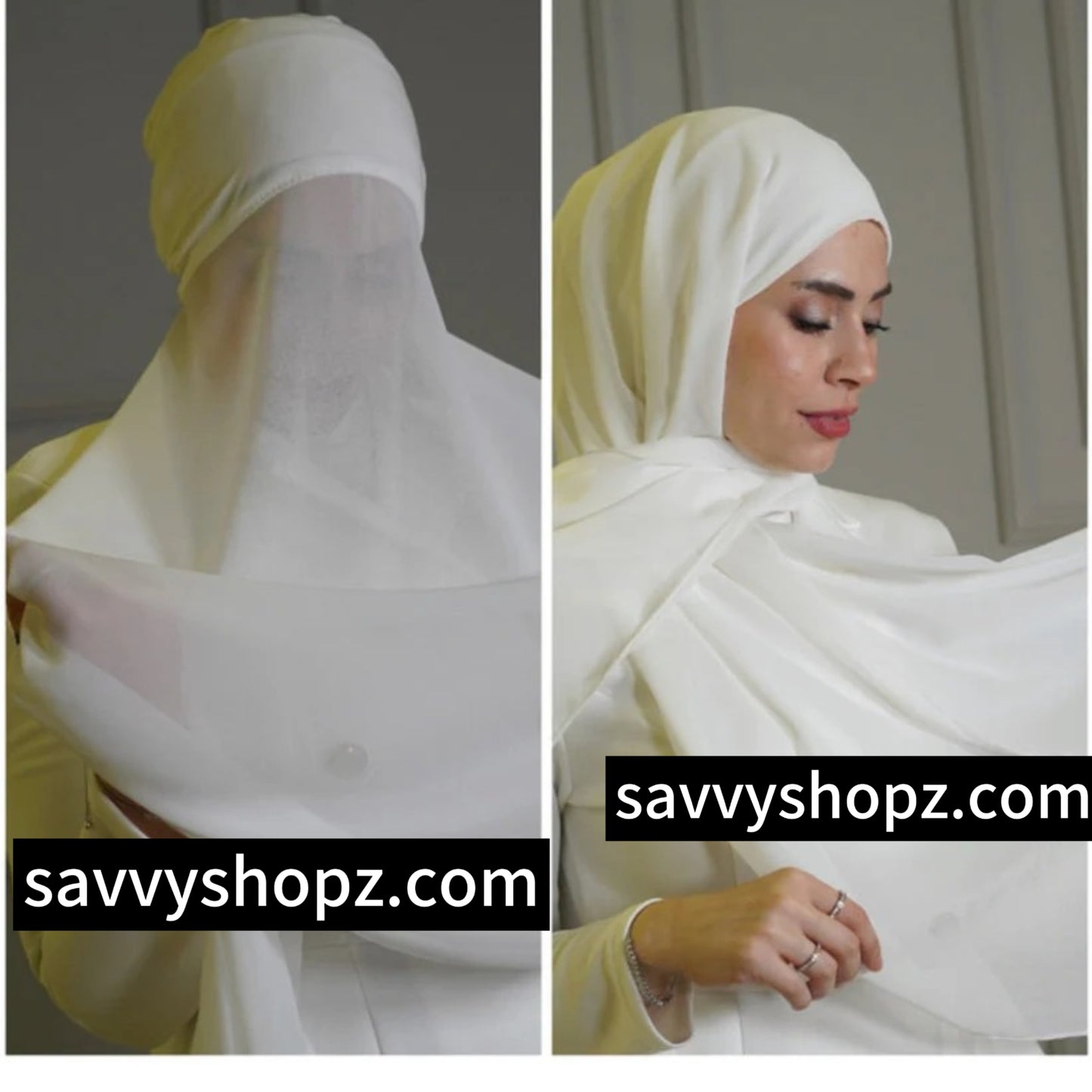 Chiffon Hijab with attached cap