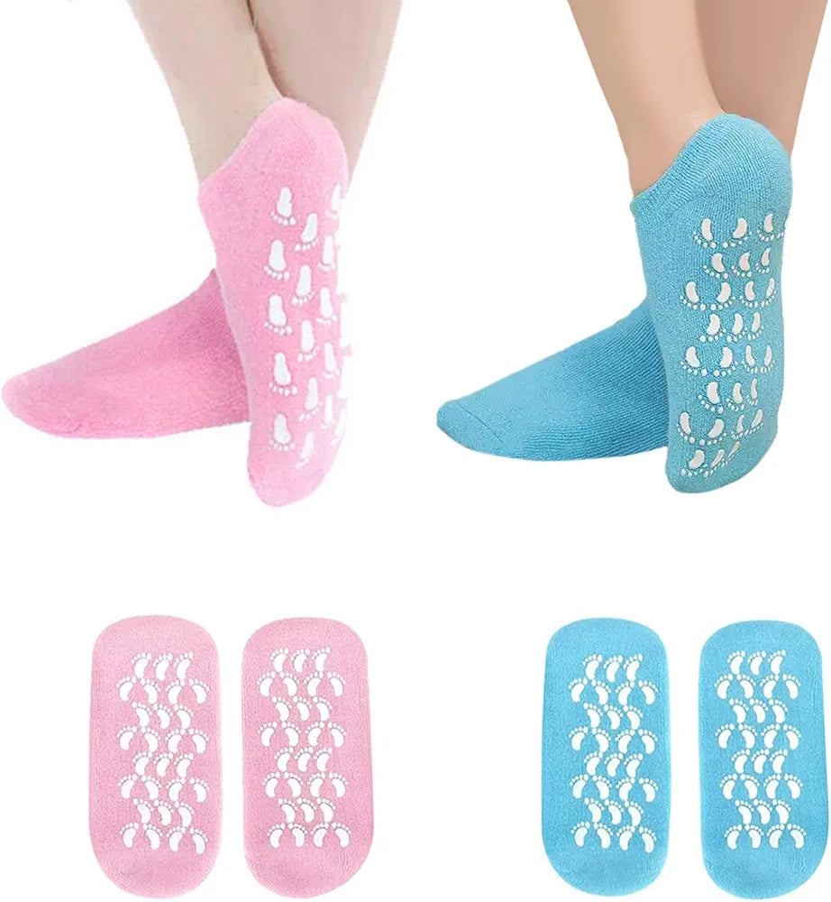 Moisturizing Spa Gel Socks Pedicure Soften Repairing Cracked Skin Feet Foot Pain Relief Pads for Women Men Pink