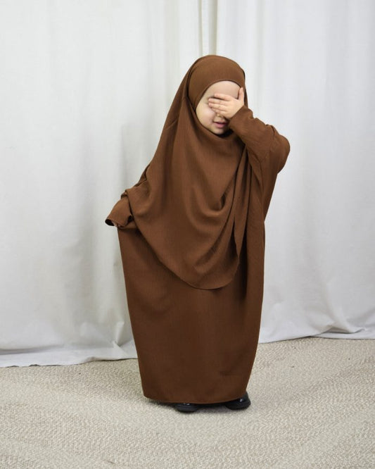 Kids Abaya With Khimar Set. Kids Namaz Chadar. Children Dark color Long Madarsa Hijab Savvy Shopz