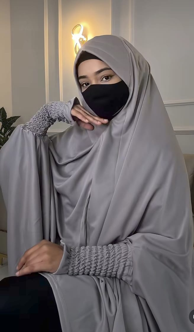 Ash grey Full sleeves namaz chadar for women -prayer hijab pakistan