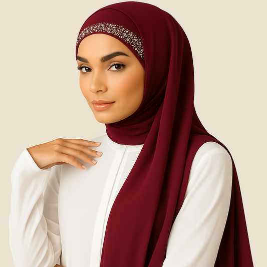 Pearl Cap Headwear + Chiffon Hijab