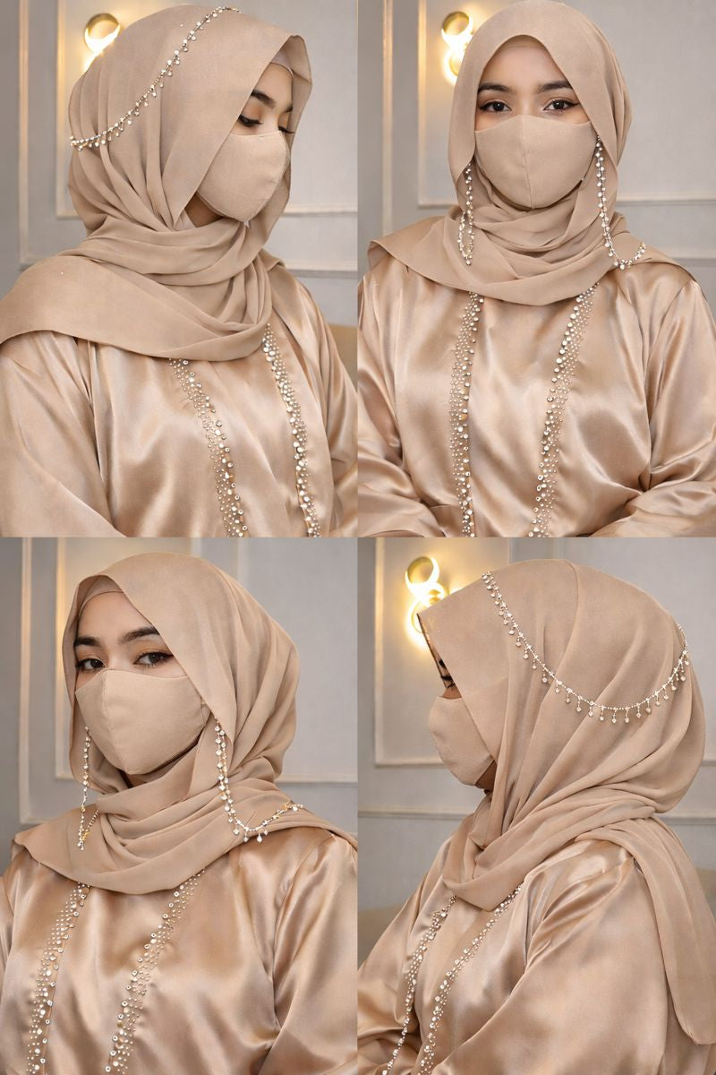 Pearl Latkan Chiffon Instant Hijab | Viral Eid Special Fancy Hijab