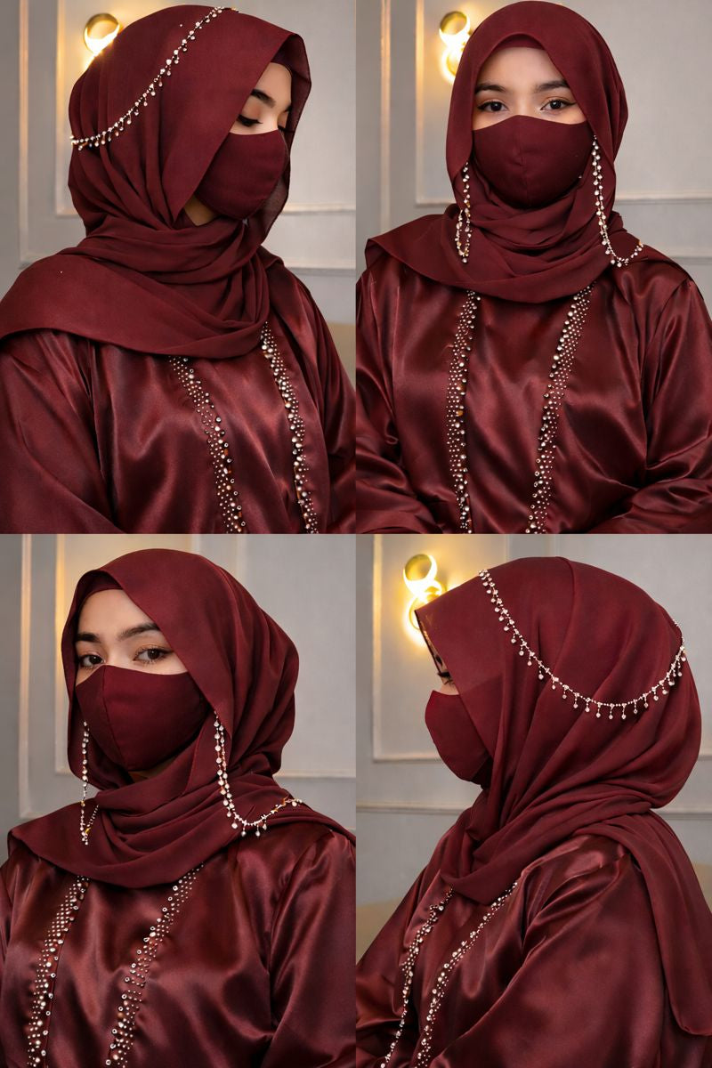 Pearl Latkan Chiffon Instant Hijab | Viral Eid Special Fancy Hijab