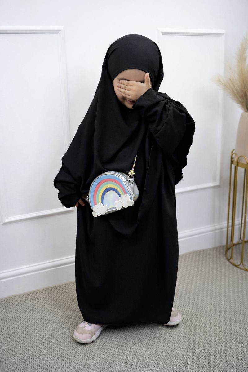 Kids Abaya With Hijab Set - Soft Fabric Kids Abaya