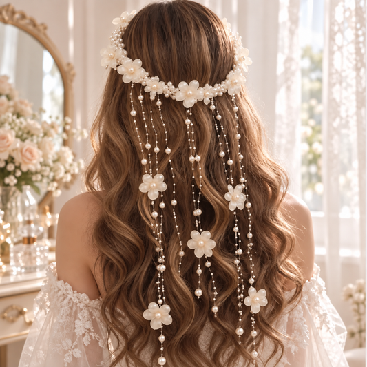 Butterfly Pearl Hair Crown for Girls & Women – Handmade Bridal Hair Accessory