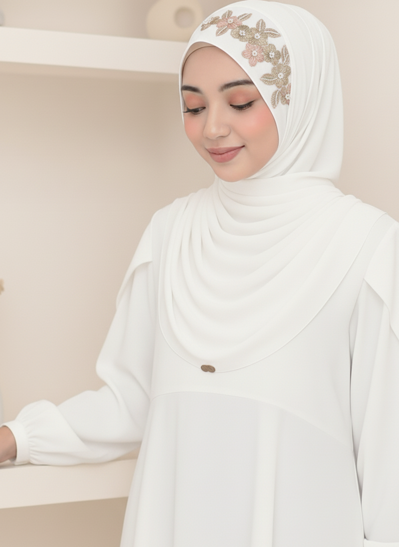 Embroidery Zip Dafi Hijab Set -  Loop Dafi Hijab