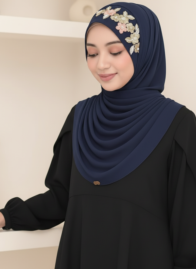 Embroidery Zip Dafi Hijab Set -  Loop Dafi Hijab