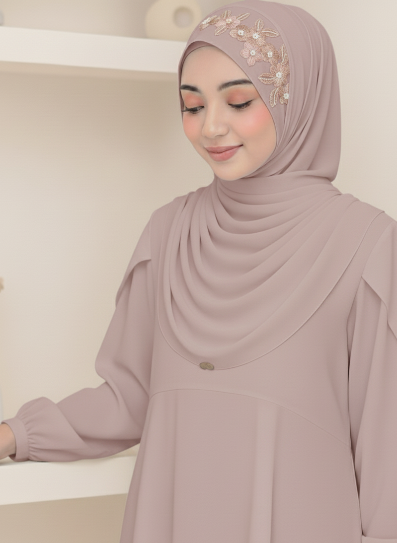 Embroidery Zip Dafi Hijab Set -  Loop Dafi Hijab