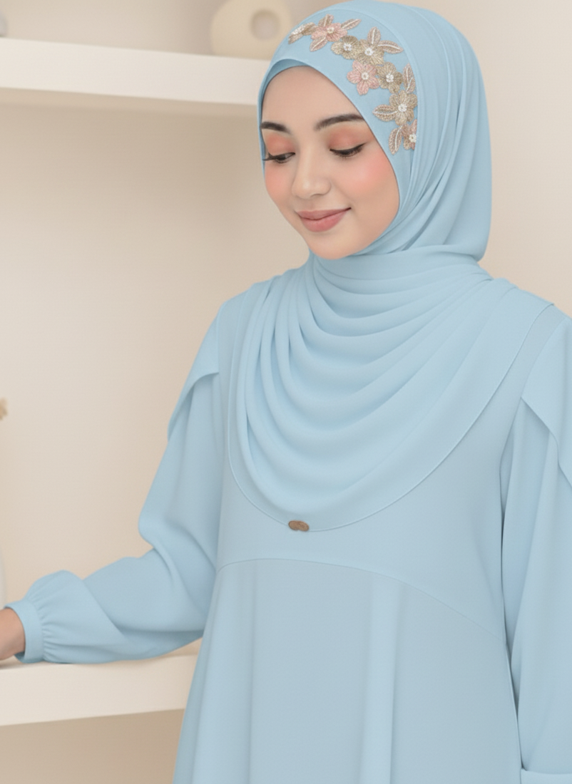 Embroidery Zip Dafi Hijab Set -  Loop Dafi Hijab