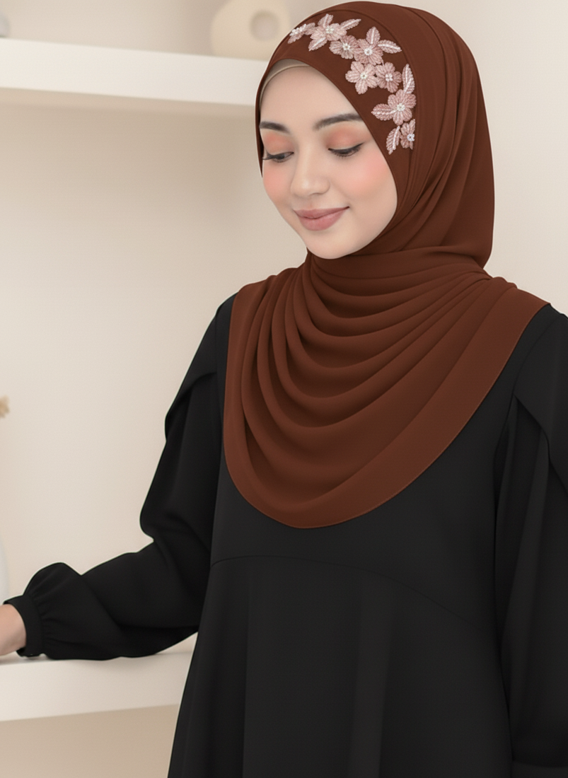 Embroidery Zip Dafi Hijab Set -  Loop Dafi Hijab