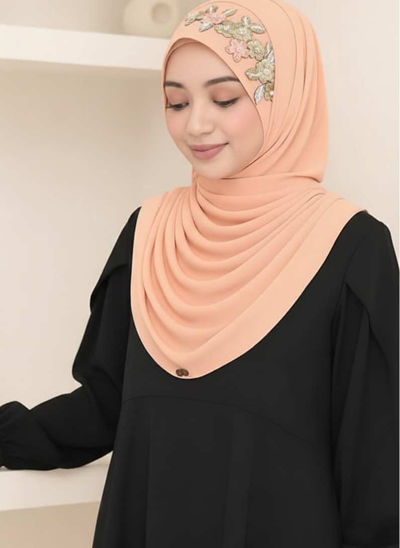 Embroidery Zip Dafi Hijab Set -  Loop Dafi Hijab