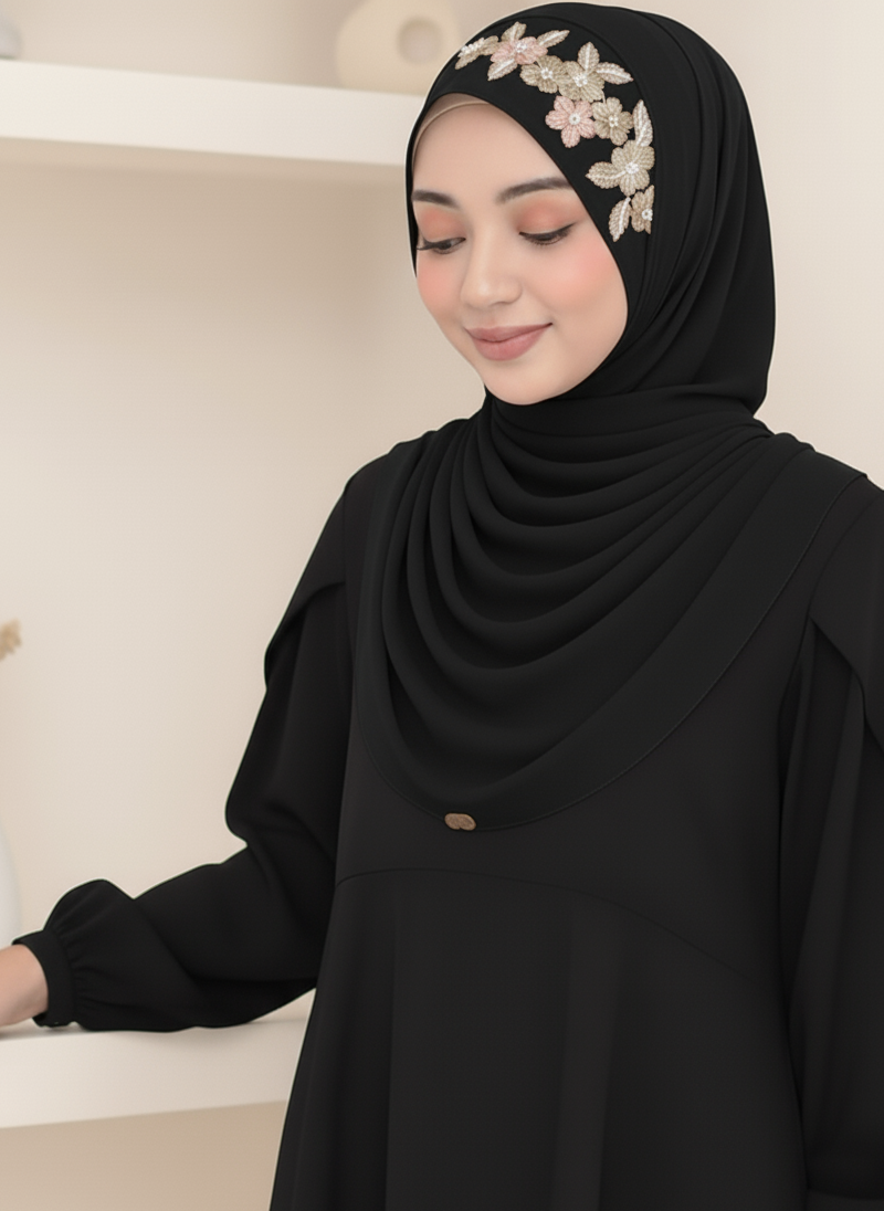 Embroidery Zip Dafi Hijab Set -  Loop Dafi Hijab