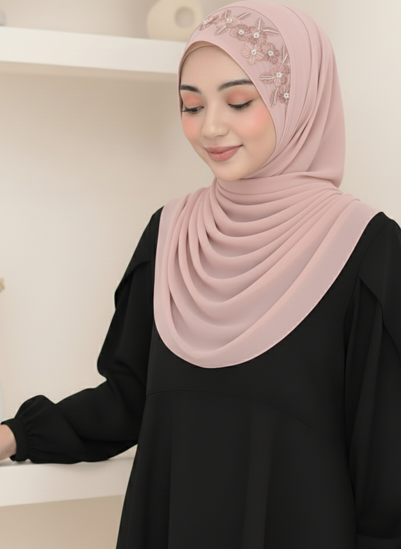 Embroidery Zip Dafi Hijab Set -  Loop Dafi Hijab